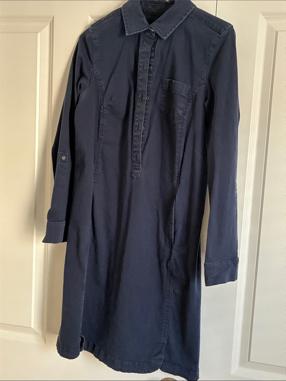 J. Jill Navy Long-Sleeve Shirt Dress
